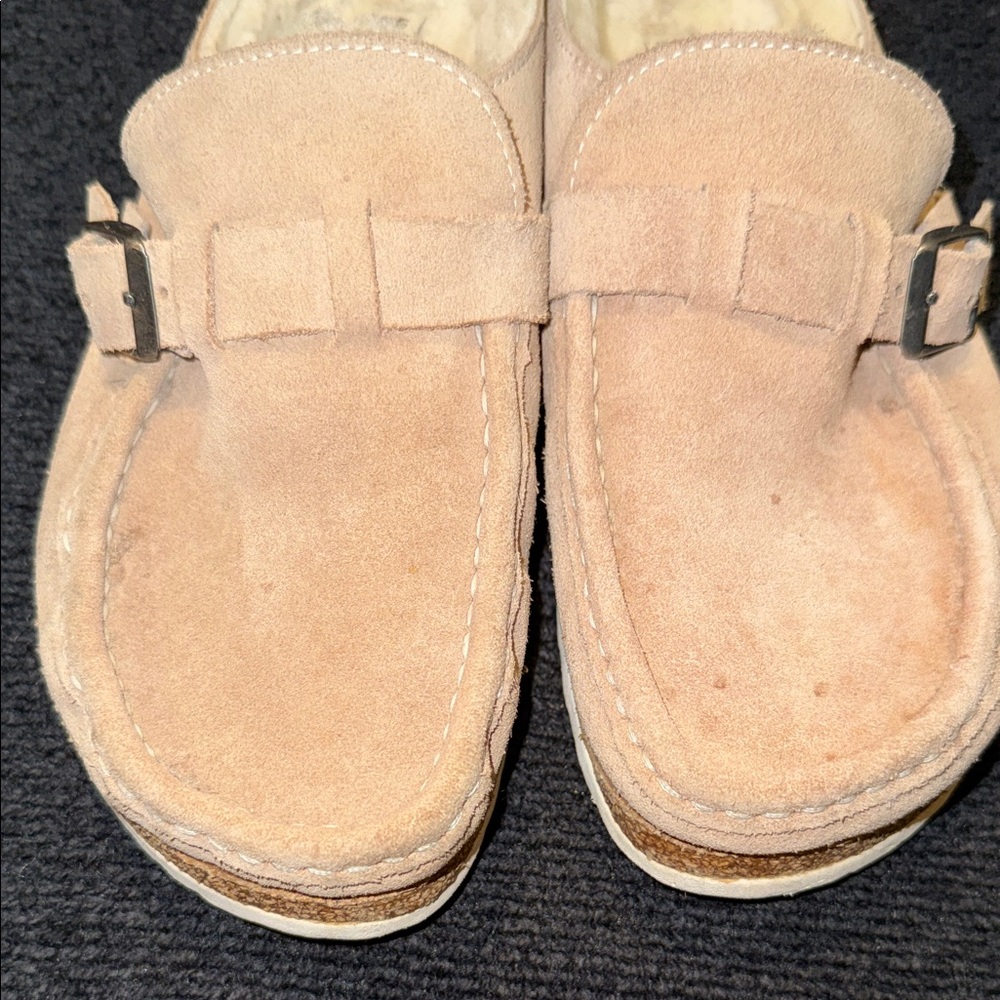 Birkenstock Tan Suede Mules with Buckle - Picture 5 of 6